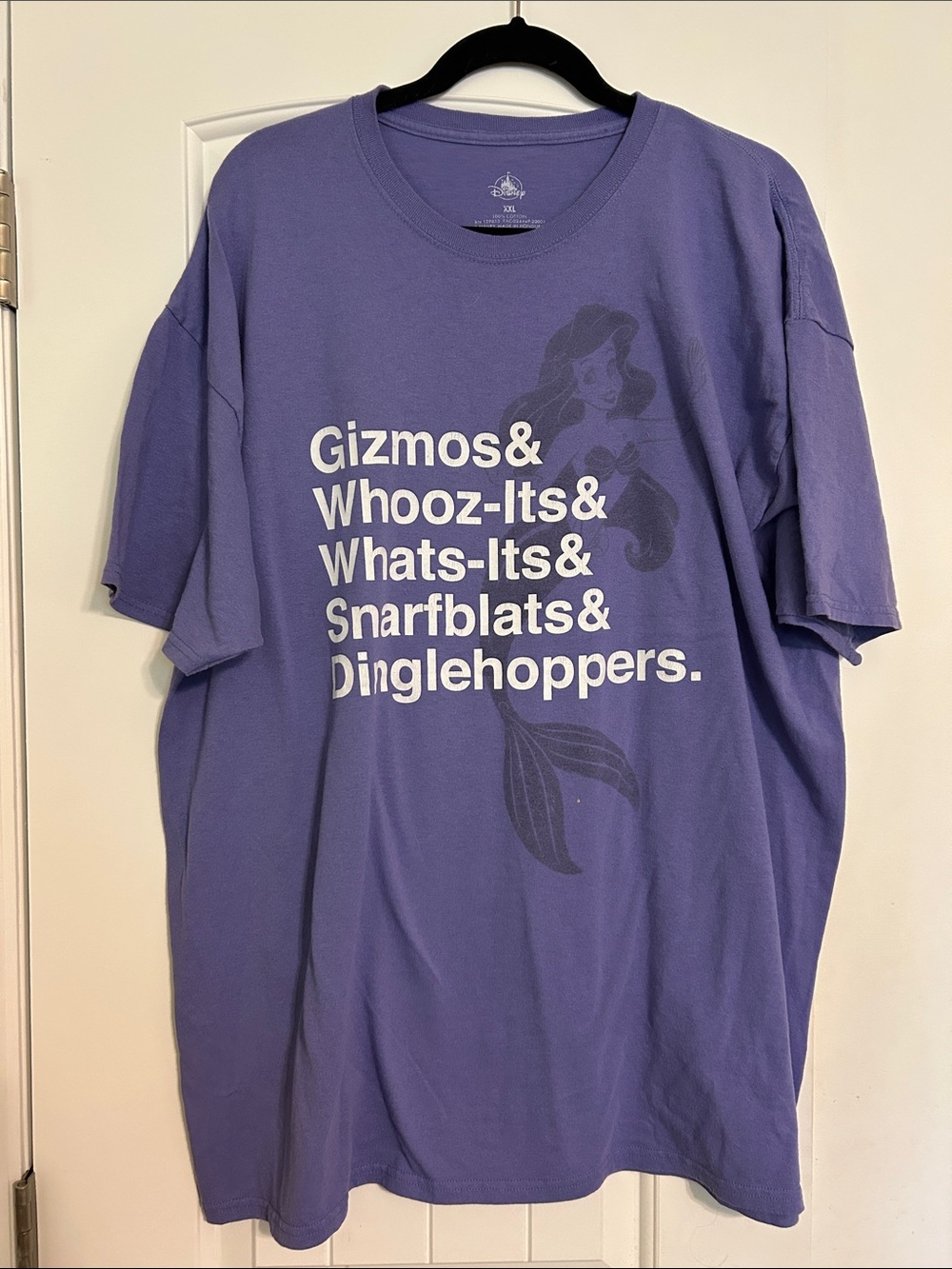 Disney Purple Short Sleeve Tee with Ariel Silhouette and White Text